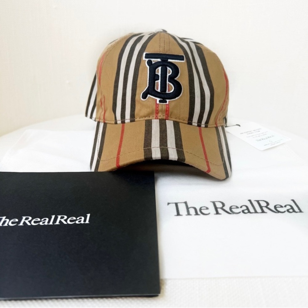 BURBERRY Monogram Motif Icon Stripe Cotton Baseball Cap Unisex
